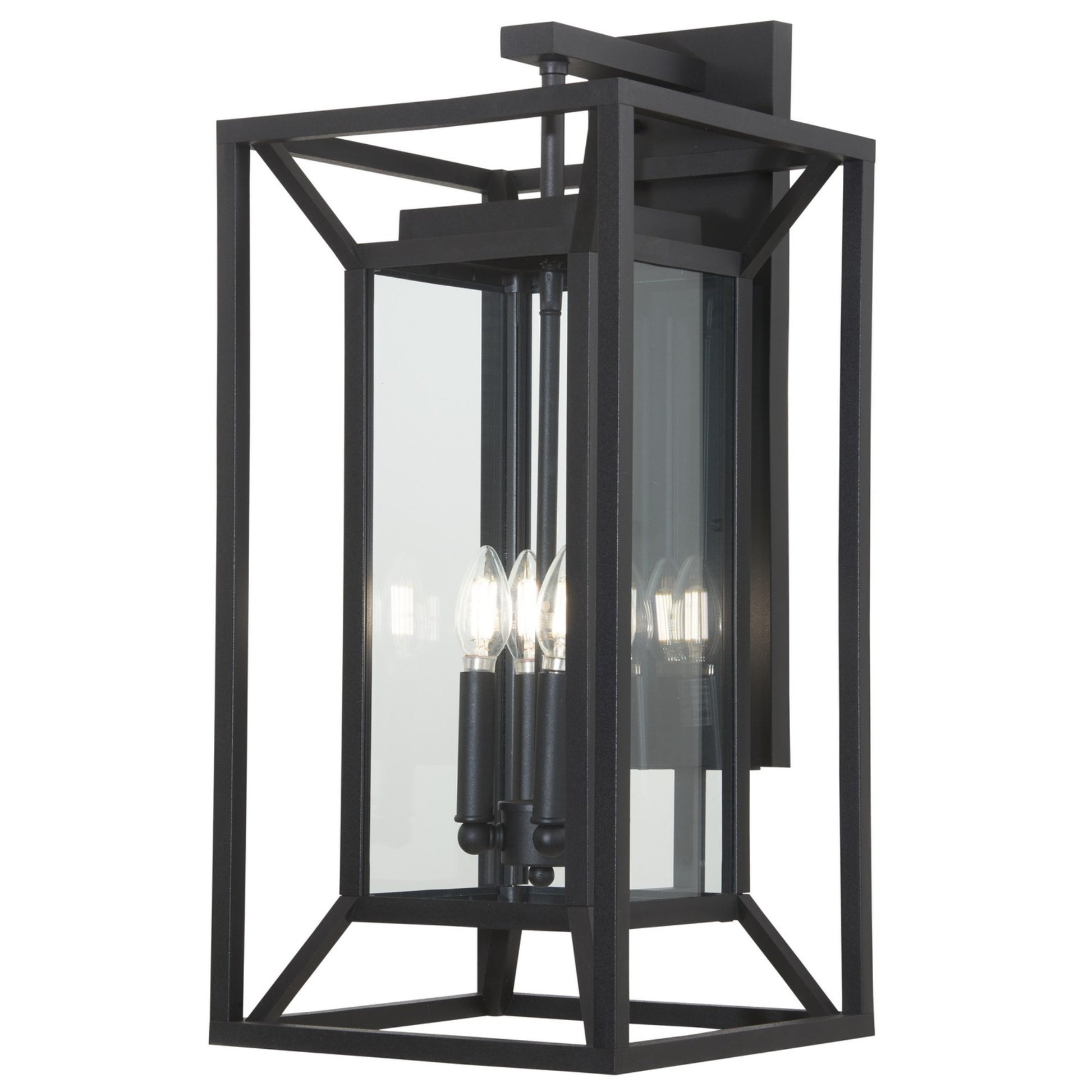 Harbor View 25" 4-Light Outdoor Wall Sconce with Clear Glass, Sand Coal Finish - Bees Lighting