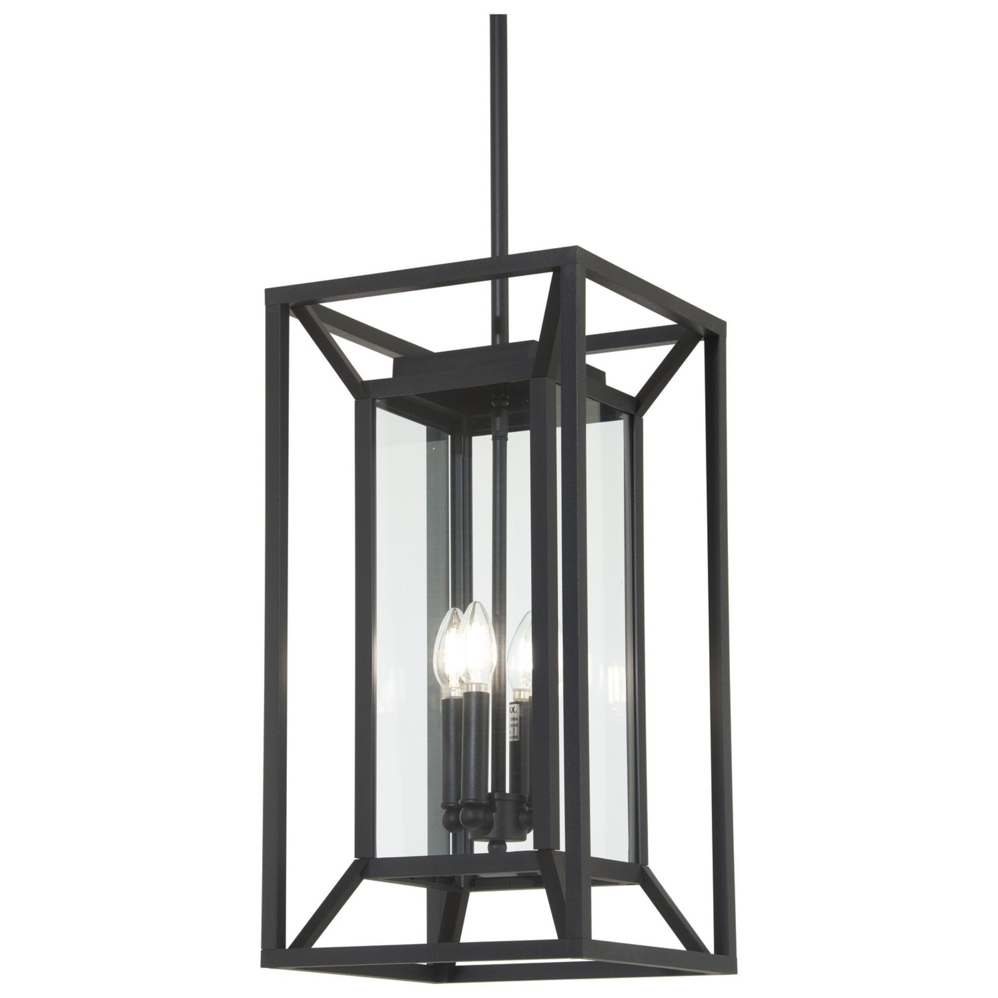 Harbor View 22" 4-Light Outdoor Hanging Lantern with Clear Glass, Sand Coal Finish - Bees Lighting
