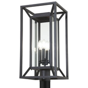 Harbor View 23" 4-Light Outdoor Post Mount with Clear Glass, Sand Coal Finish - Bees Lighting