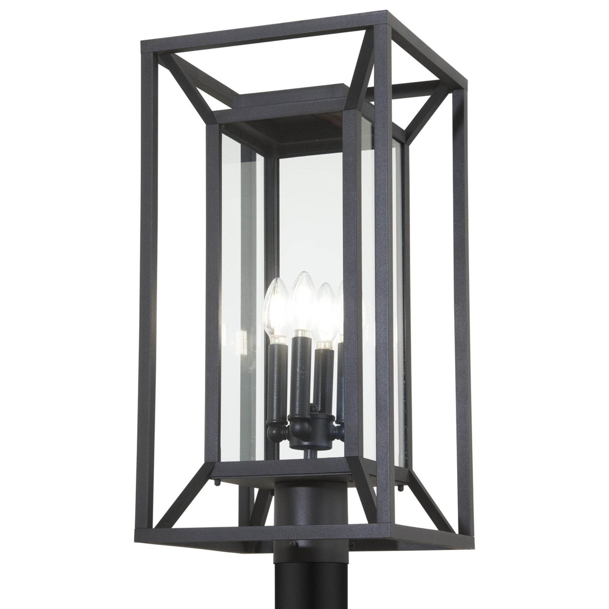 Harbor View 23" 4-Light Outdoor Post Mount with Clear Glass, Sand Coal Finish - Bees Lighting
