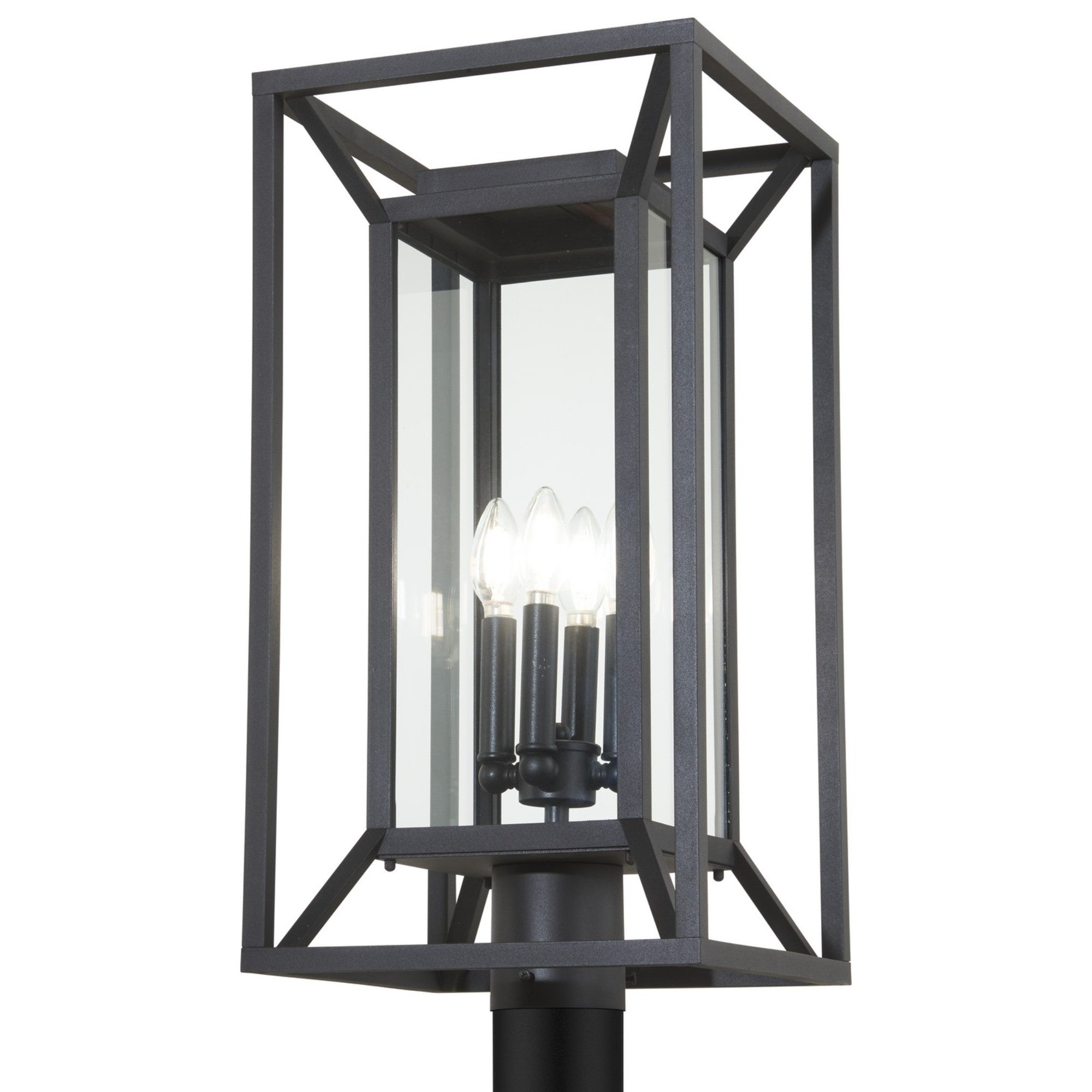 Harbor View 23" 4-Light Outdoor Post Mount with Clear Glass, Sand Coal Finish - Bees Lighting