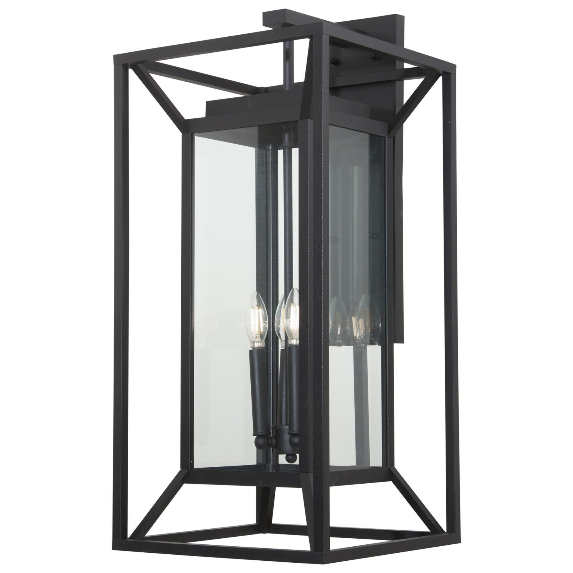Harbor View 30" 4-Light Outdoor Wall Sconce with Clear Glass, Sand Coal Finish - Bees Lighting