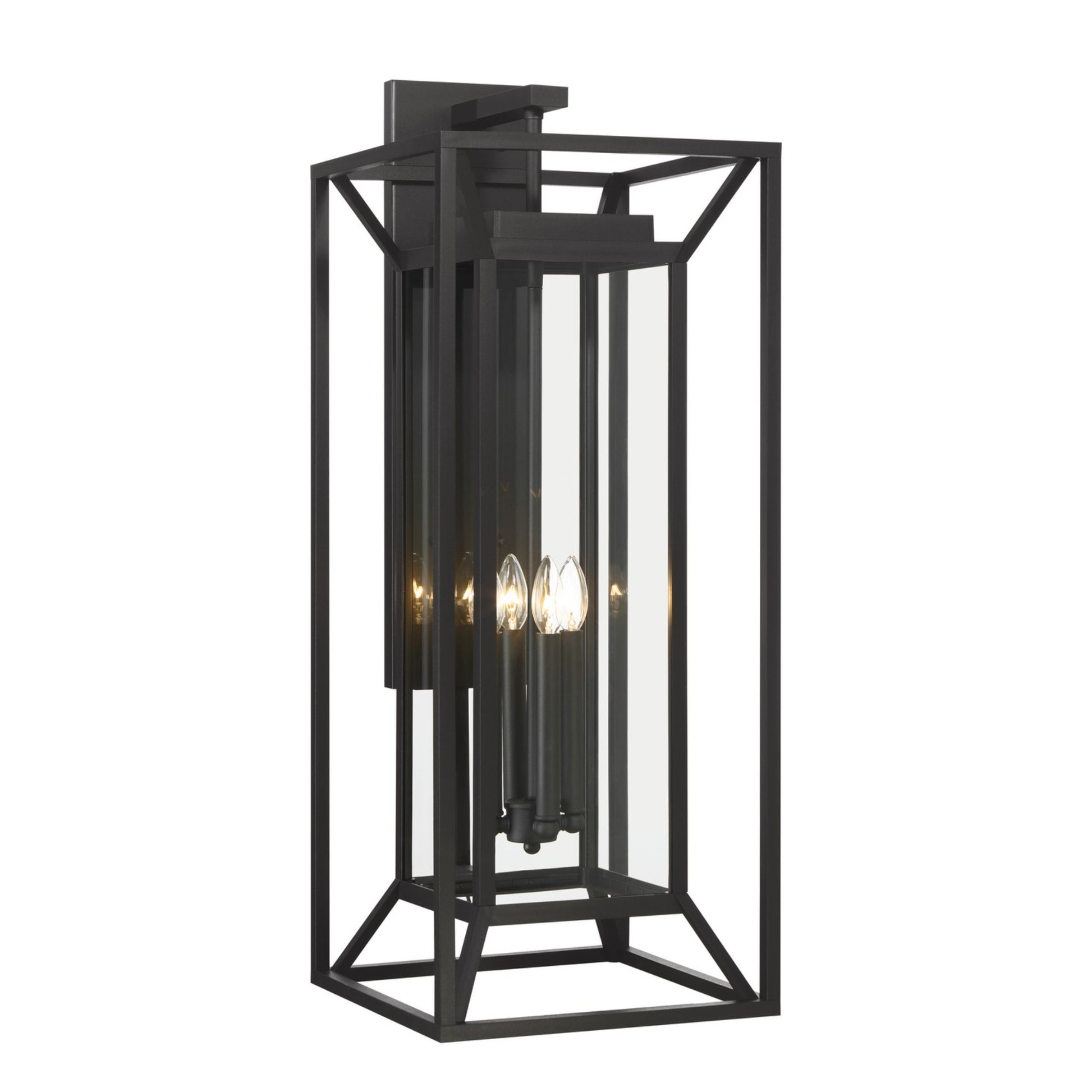Harbor View 35" 4-Light Outdoor Wall Sconce with Clear Glass, Sand Coal Finish - Bees Lighting