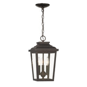 Irvington Manor 16" 3-Light Outdoor Chain Hung with Clear Glass, Chelesa Bronze Finish - Bees Lighting