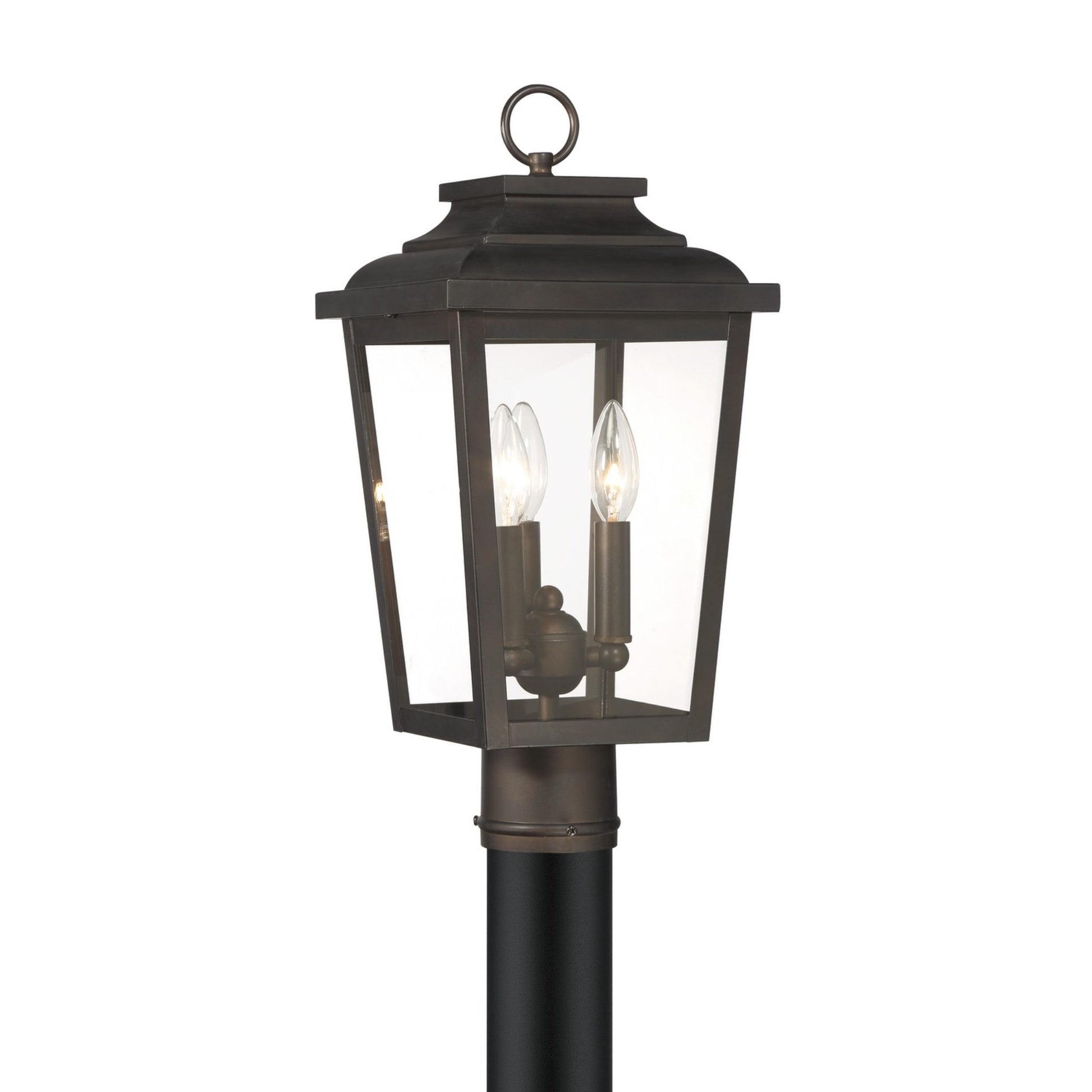 Irvington Manor 18" 3-Light Outdoor Post Mount with Clear Glass, Chelesa Bronze Finish - Bees Lighting