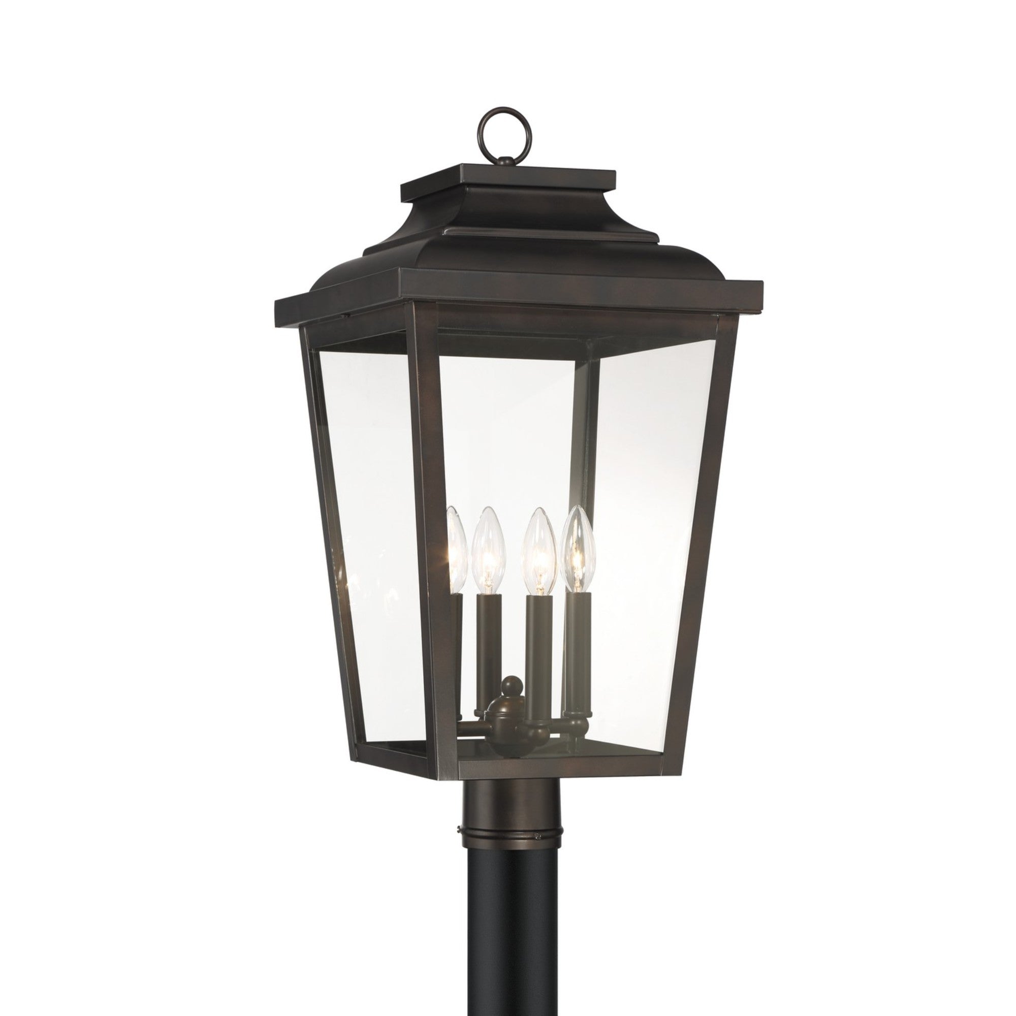 Irvington Manor 24" 4-Light Outdoor Post Mount with Clear Glass, Chelesa Bronze Finish - Bees Lighting