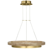 Grace 30" LED Chandelier, Antique Brass & Natural Oak Finish - Bees Lighting