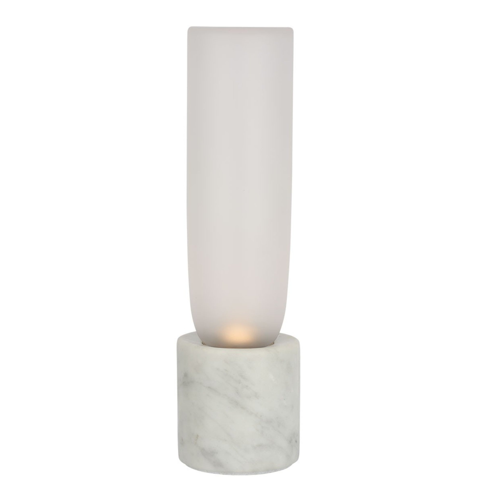 Volver 10" LED Accent Table Lamp, 120-240V, White Marble Finish - Bees Lighting