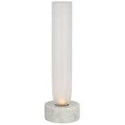 Volver 15" LED Small Table Lamp, 120-240V, White Marble Finish - Bees Lighting