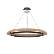 Noa 51" X-Large Chandelier, 120-277V, Bronze with Natural Rattan Finish - Bees Lighting