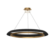Noa 51" X-Large Chandelier, 120-277V, Antique Brass with Washed Black Rattan Finish - Bees Lighting