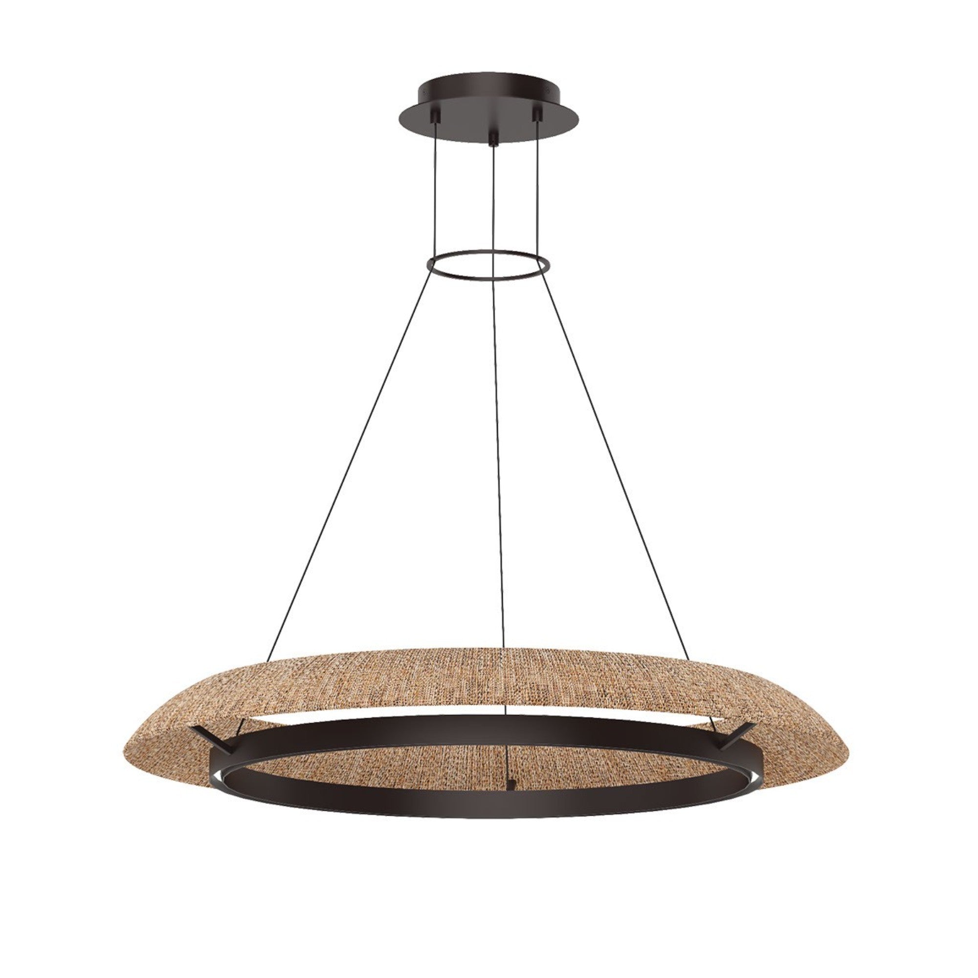 Noa 39" Large Chandelier, 120-277V, Bronze with Natural Rattan Finish - Bees Lighting