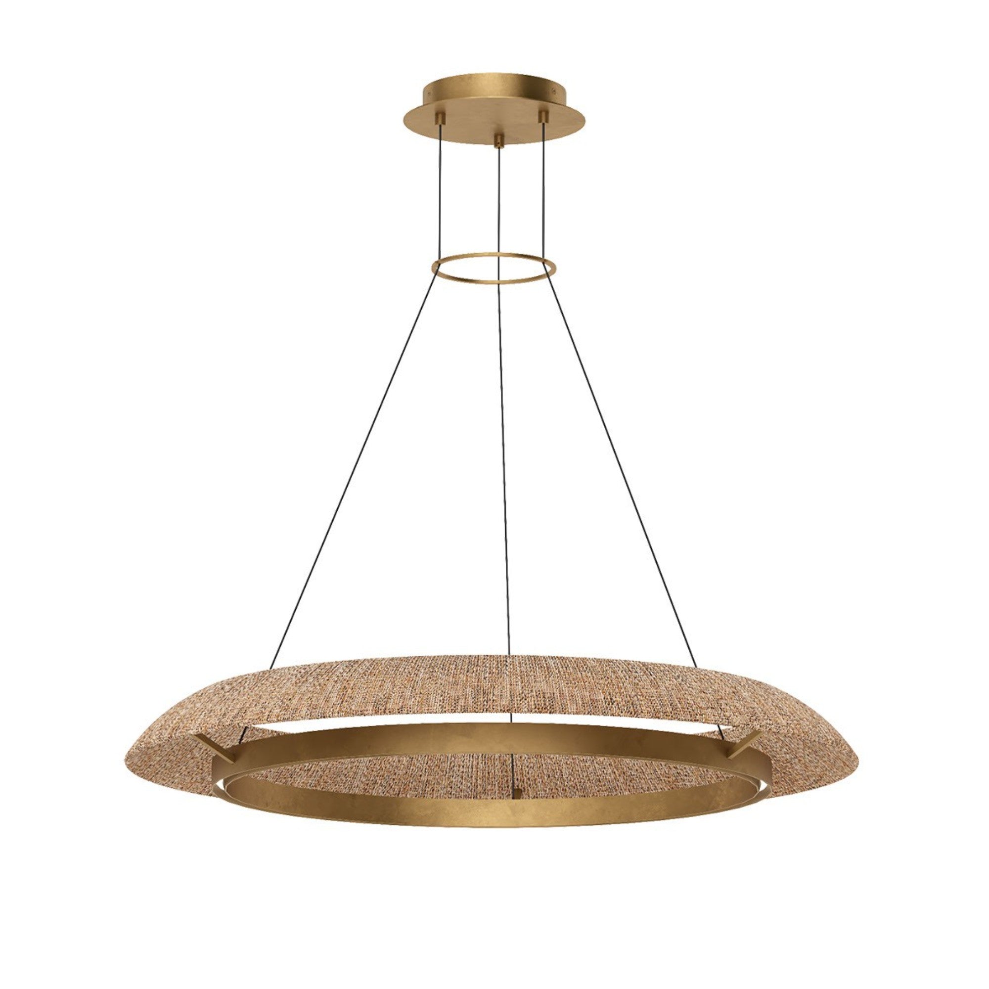 Noa 39" Large Chandelier, 120-277V, Antique Brass with Natural Rattan Finish - Bees Lighting
