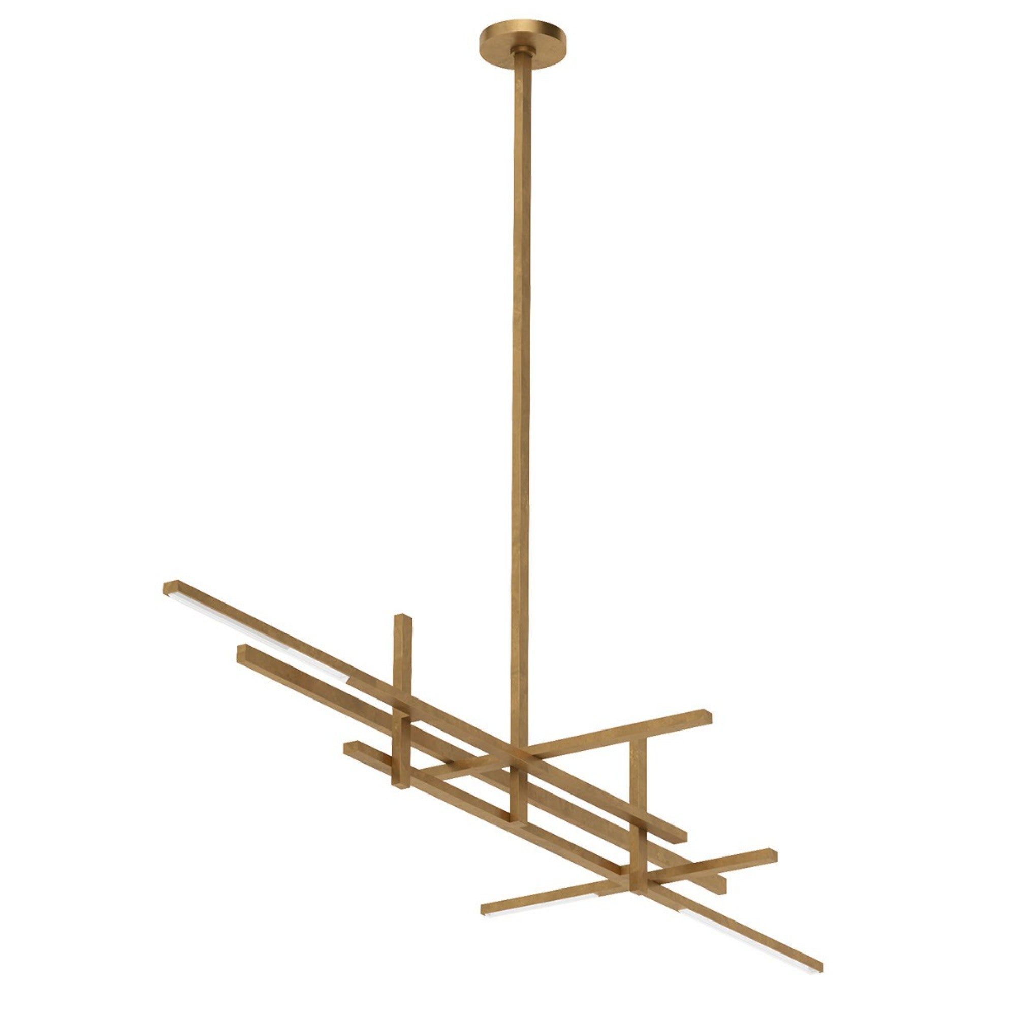 Cityscape 70" LED Stacked X-Large Linear Chandelier, 120-277V, Hand Rubbed Antique Brass Finish - Bees Lighting