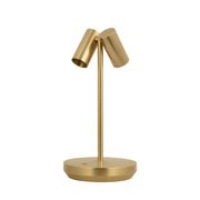 Doppia Short Accent Rechargeable Table Lamp, 120-240V, Hand Rubbed Antique Brass Finish - Bees Lighting