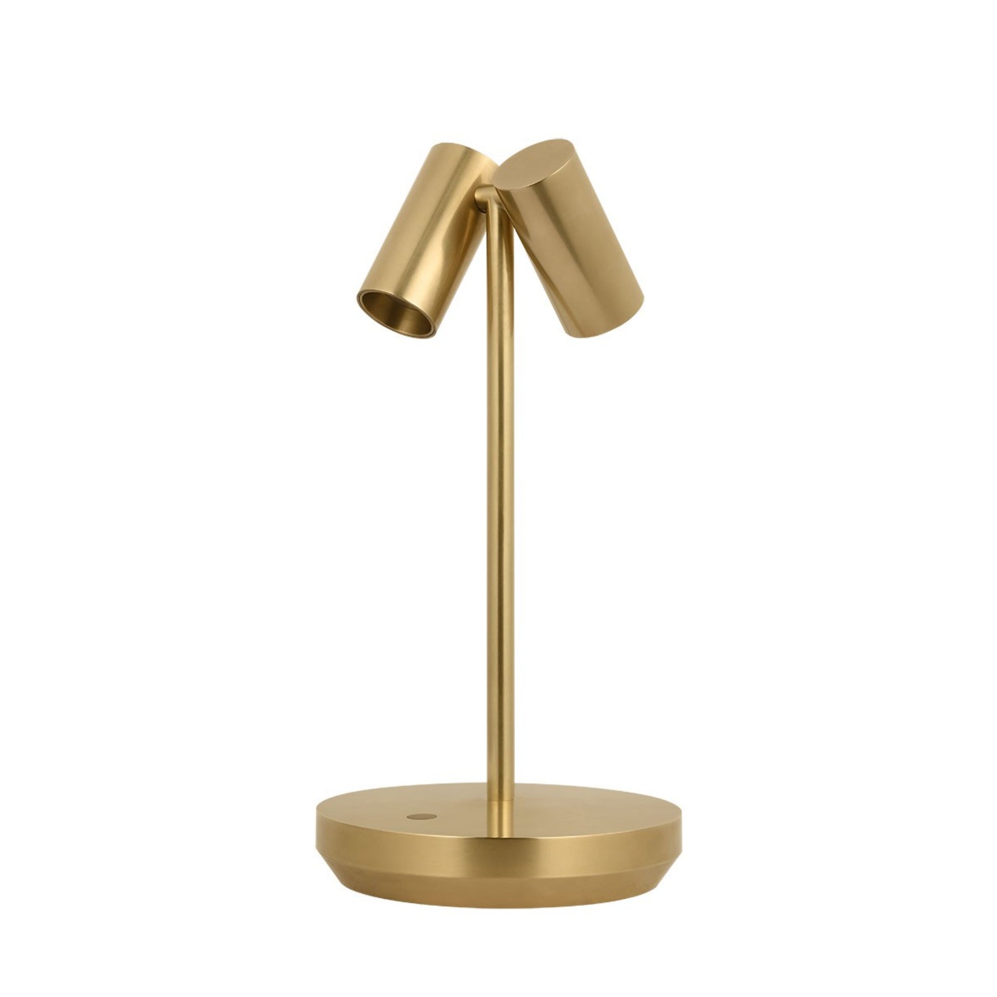 Doppia Short Accent Rechargeable Table Lamp, 120-240V, Hand Rubbed Antique Brass Finish - Bees Lighting