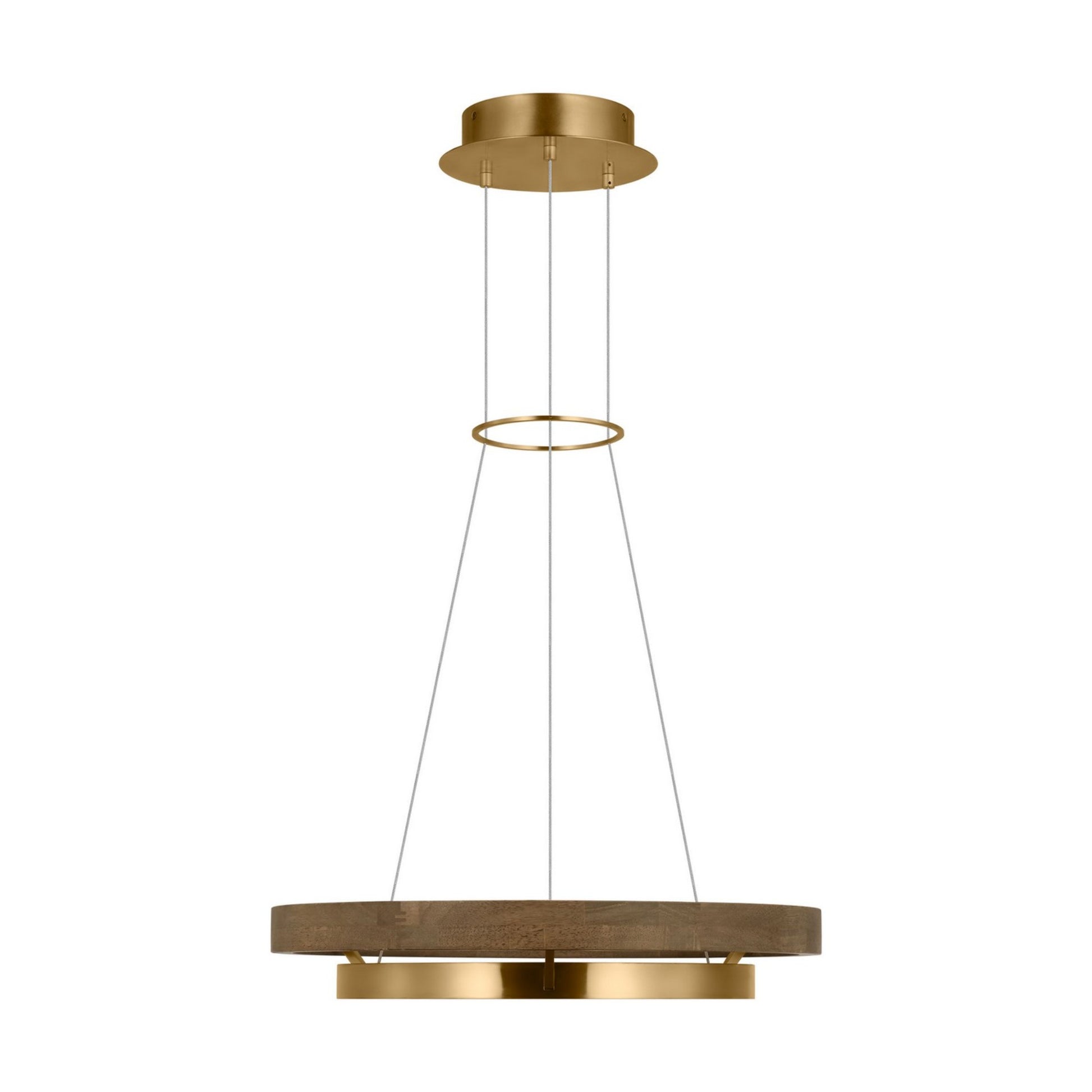 Grace 24" LED Chandelier, Natural Brass & Weathered Oak Finish - Bees Lighting