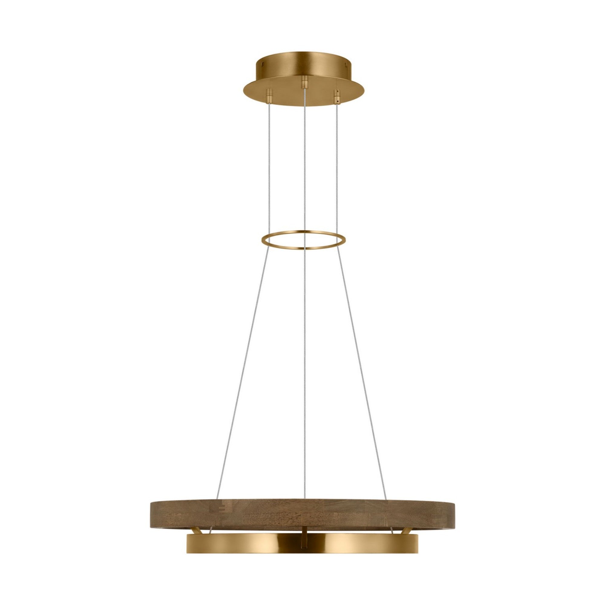 Grace 24" LED Chandelier, Natural Brass & Weathered Oak Finish - Bees Lighting