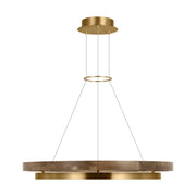 Grace 36" LED Chandelier, Natural Brass & Weathered Oak Finish - Bees Lighting