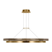 Grace 48" LED Chandelier, Natural Brass & Weathered Oak Finish - Bees Lighting