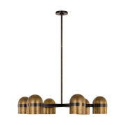 Octavia 36" 6-Light LED Large Chandelier, 120-277V, Blackened Bronze & Bright Worn Brass Finish - Bees Lighting
