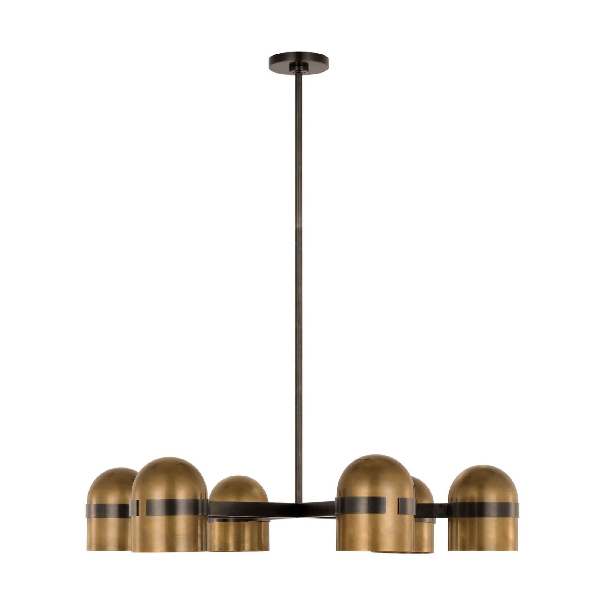 Octavia 36" 6-Light LED Large Chandelier, 120-277V, Blackened Bronze & Bright Worn Brass Finish - Bees Lighting