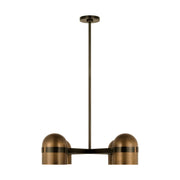 Octavia 28" 4-Light LED Medium Chandelier, 120-277V, Blackened Bronze & Bright Worn Brass Finish - Bees Lighting