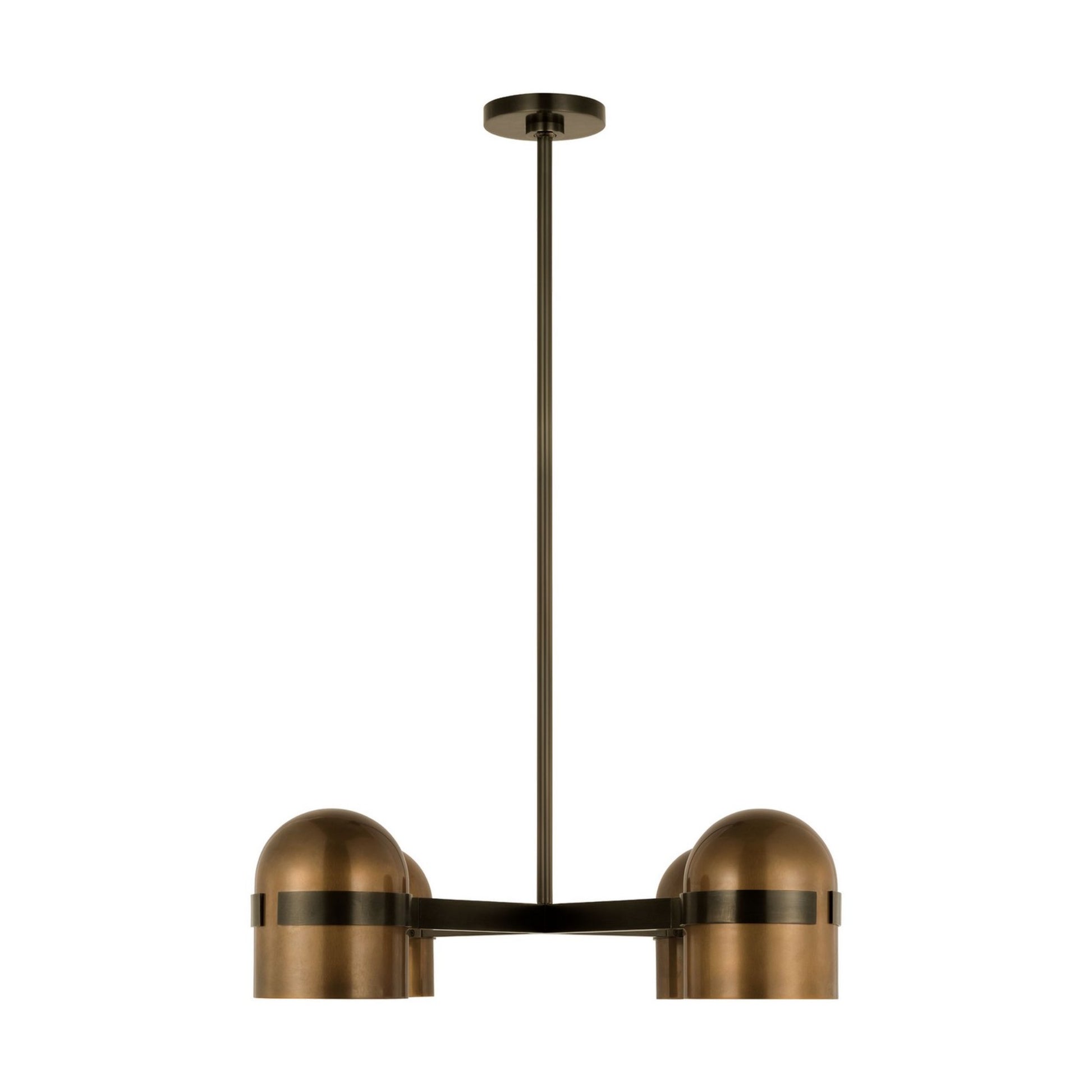 Octavia 28" 4-Light LED Medium Chandelier, 120-277V, Blackened Bronze & Bright Worn Brass Finish - Bees Lighting