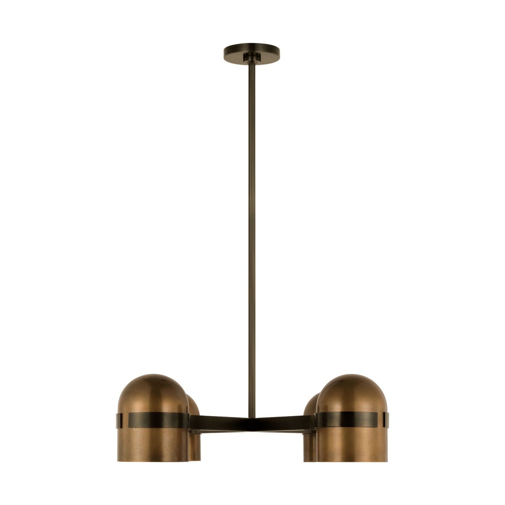 Octavia 28" 4-Light LED Medium Chandelier, 120-277V, Blackened Bronze & Bright Worn Brass Finish - Bees Lighting