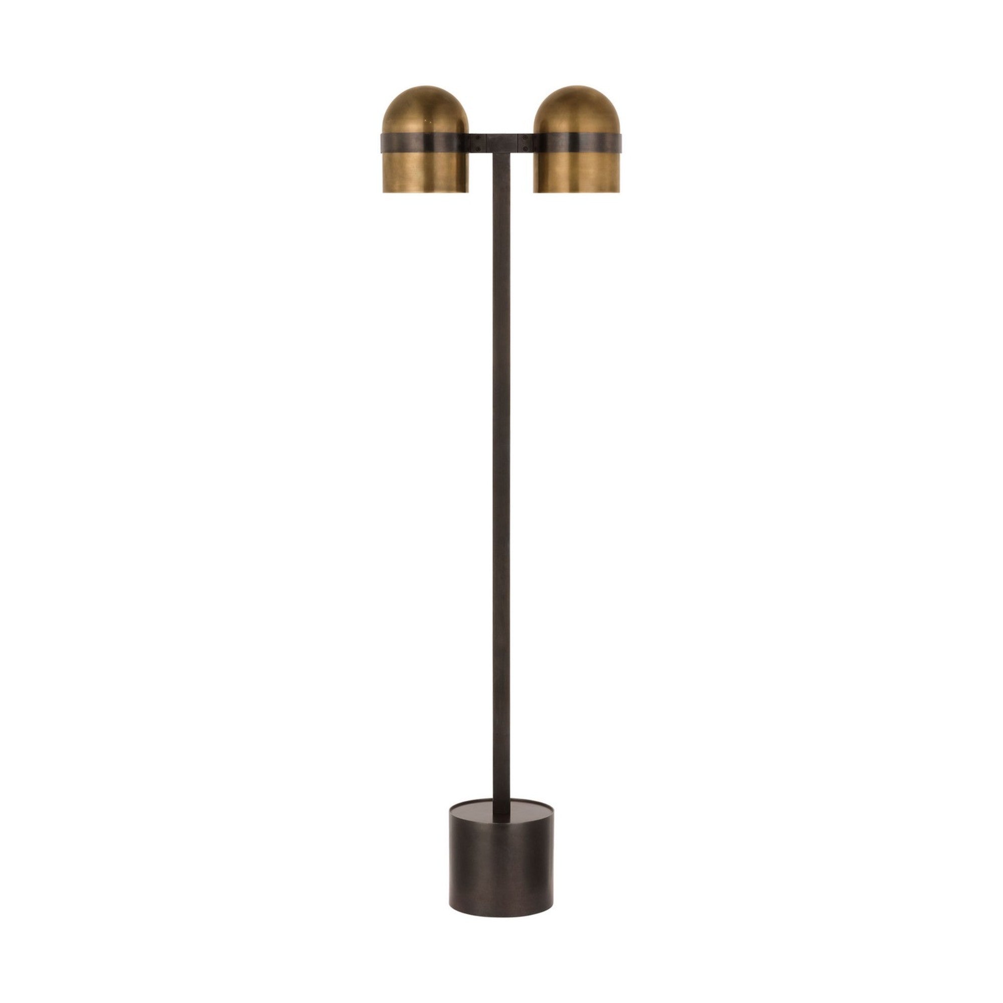 Octavia 54" 2-Light LED Medium Floor Lamp, 120-240V, Blackened Bronze & Bright Worn Brass Finish - Bees Lighting