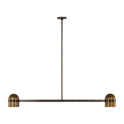 Octavia 56" 2-Light LED Large Chandelier, 120-277V, Blackened Bronze & Bright Worn Brass Finish - Bees Lighting