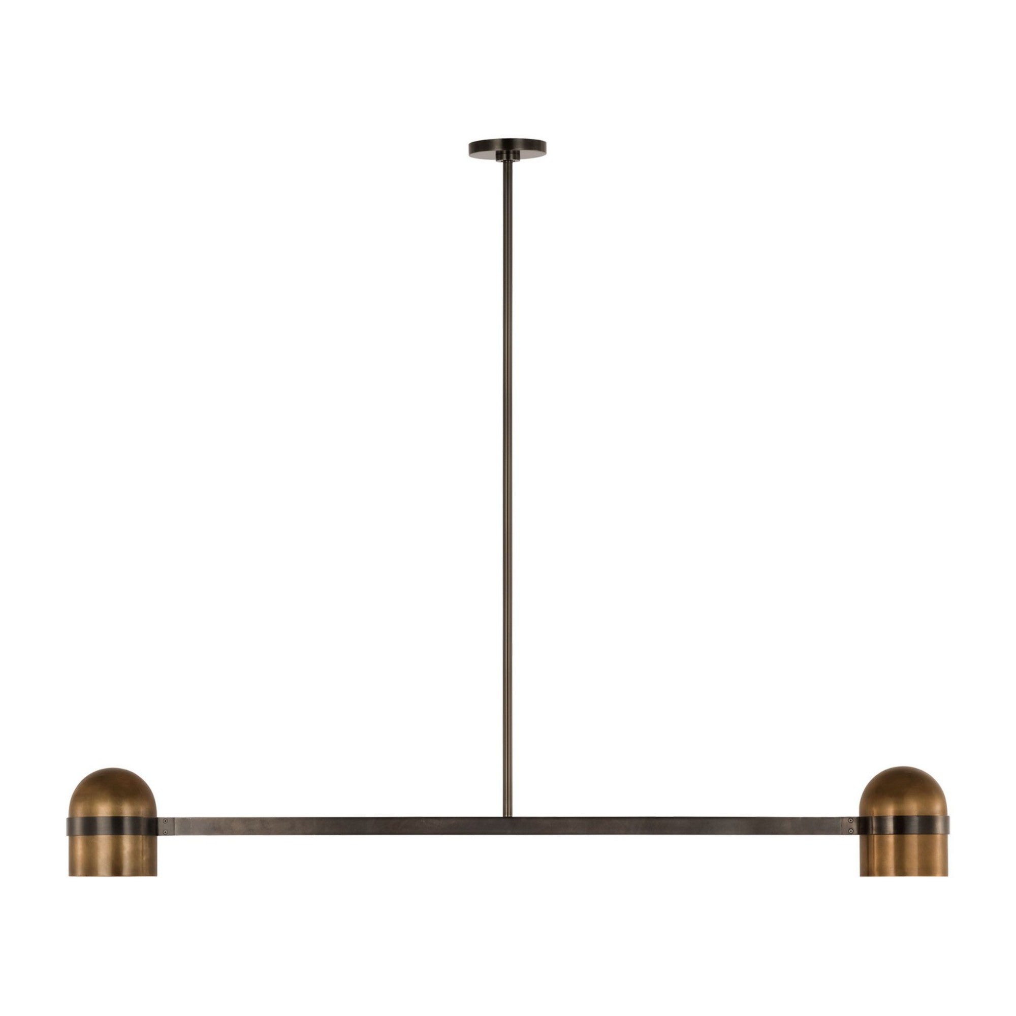 Octavia 56" 2-Light LED Large Chandelier, 120-277V, Blackened Bronze & Bright Worn Brass Finish - Bees Lighting