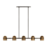 Octavia 62" 5-Light LED X-Large Chandelier, 120-277V, Blackened Bronze & Bright Worn Brass Finish - Bees Lighting