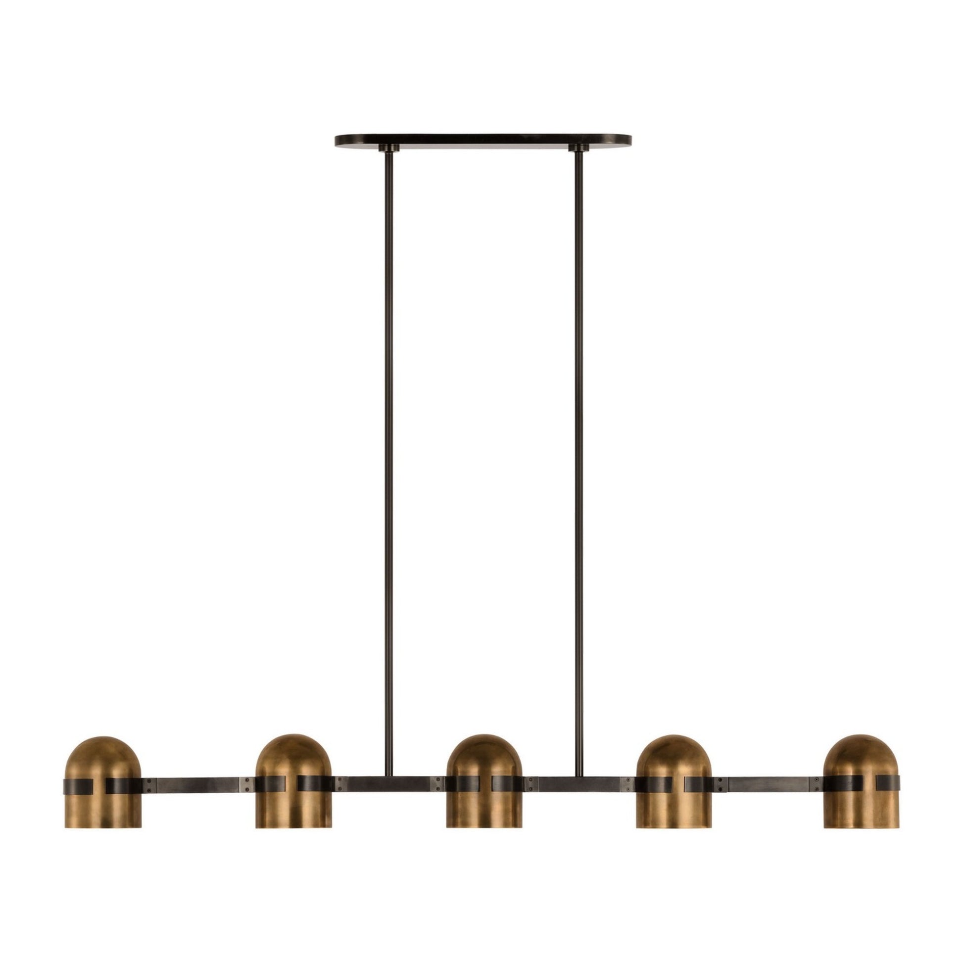 Octavia 62" 5-Light LED X-Large Chandelier, 120-277V, Blackened Bronze & Bright Worn Brass Finish - Bees Lighting