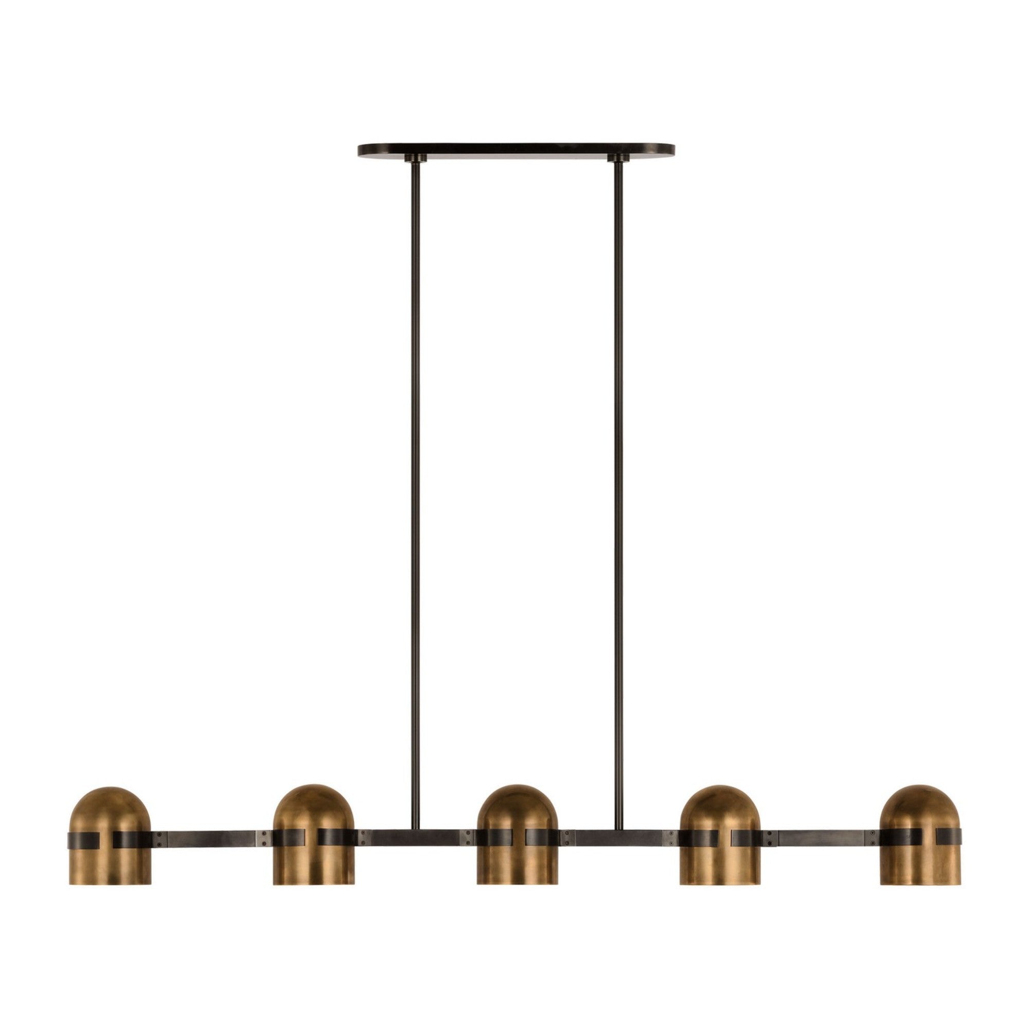 Octavia 62" 5-Light LED X-Large Chandelier, 120-277V, Blackened Bronze & Bright Worn Brass Finish - Bees Lighting