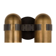 Octavia 9" 2-Light LED Medium Wall Sconce, 120-277V, Blackened Bronze & Bright Worn Brass Finish - Bees Lighting