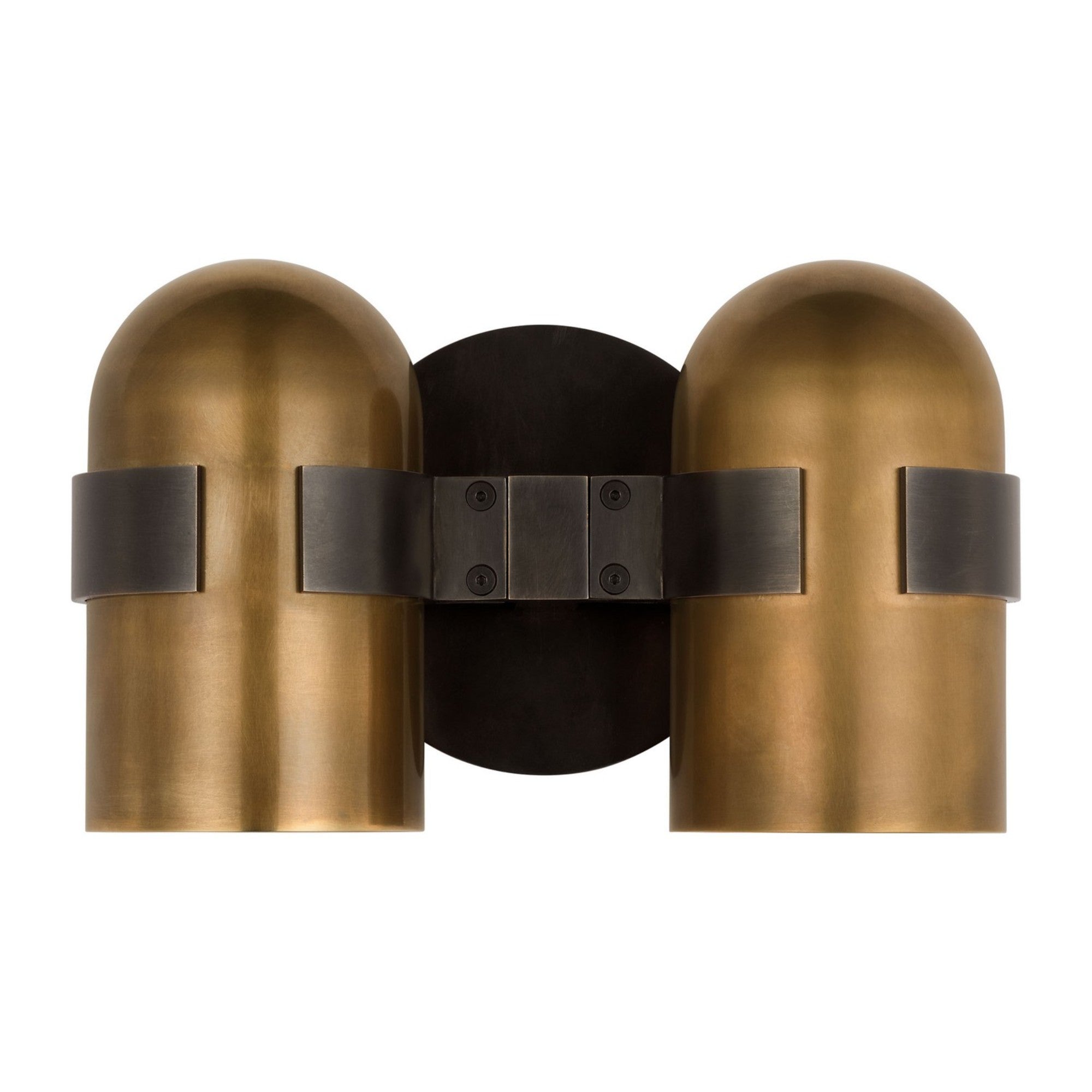 Octavia 9" 2-Light LED Medium Wall Sconce, 120-277V, Blackened Bronze & Bright Worn Brass Finish - Bees Lighting
