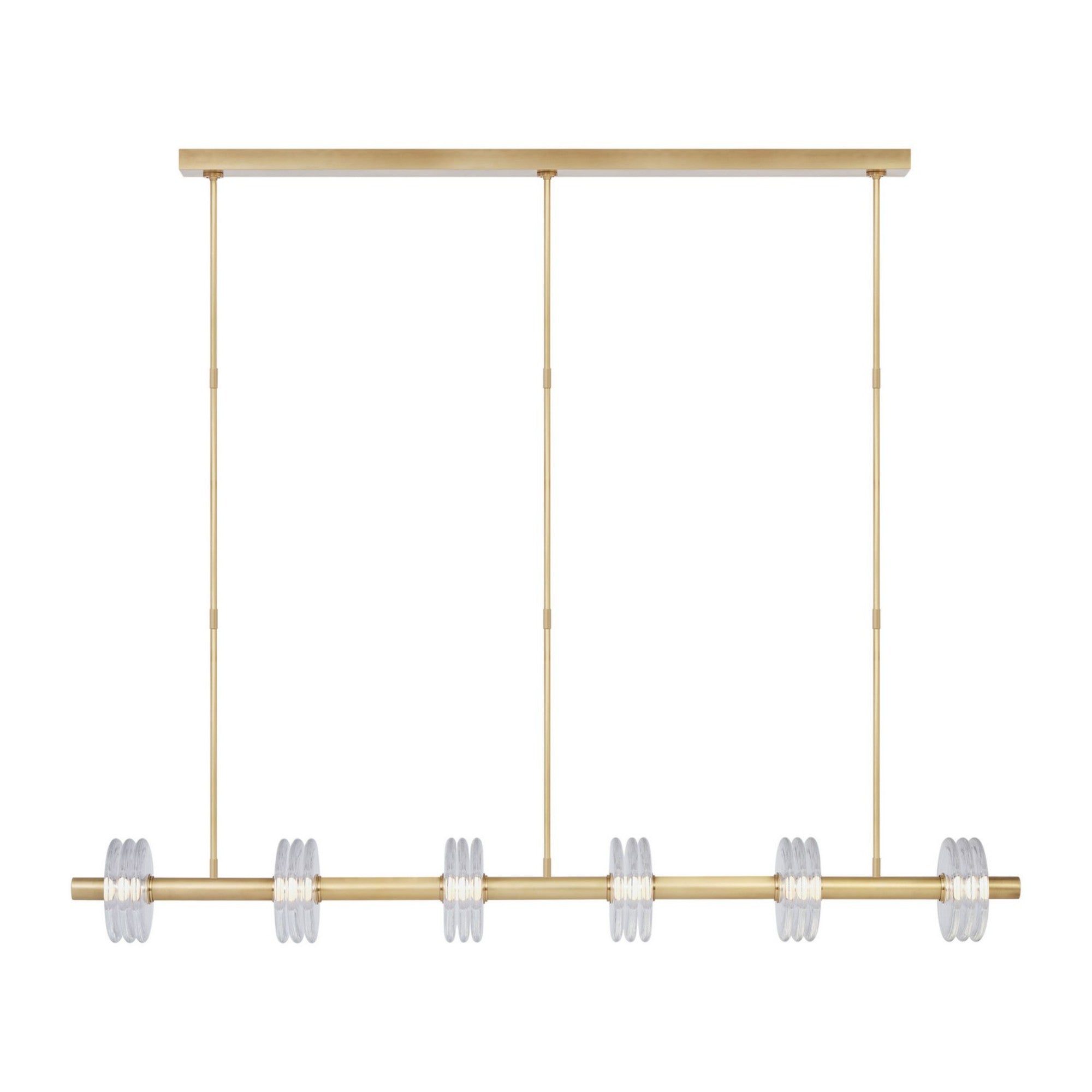 Laurel 72" LED Large X-Linear Pendant, 120-277V, Natural Brass Finish - Bees Lighting