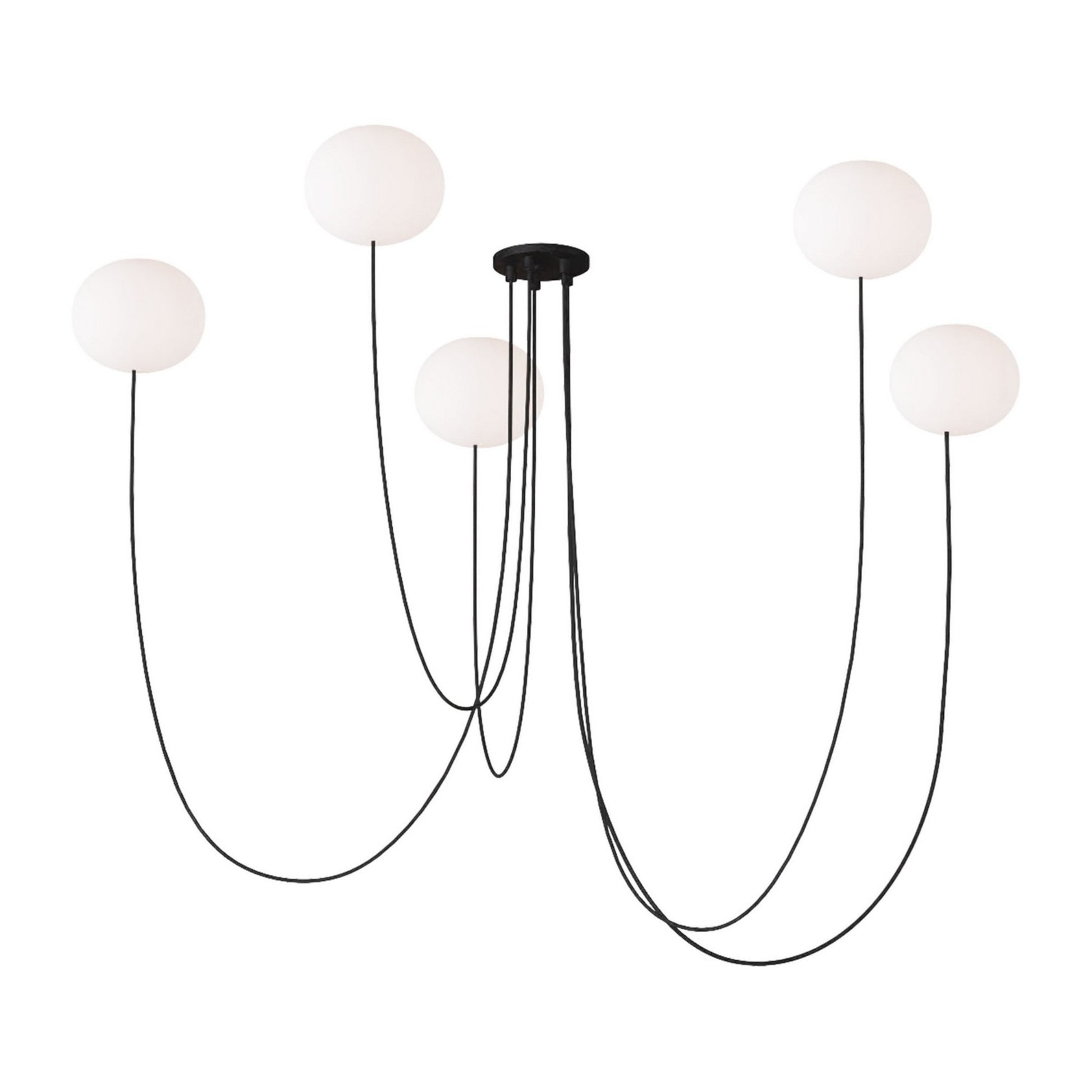 Helium 25" Small 5-Light LED Chandelier, 120-277V, Matte Black Finish - Bees Lighting