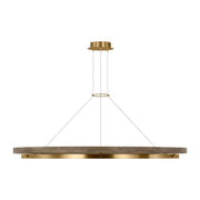 Grace 65" LED Chandelier, Natural Brass & Weathered Oak Finish - Bees Lighting