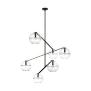 Lowing 59" 6-Light LED Grand Chandelier, Blackened Forged Finish - Bees Lighting