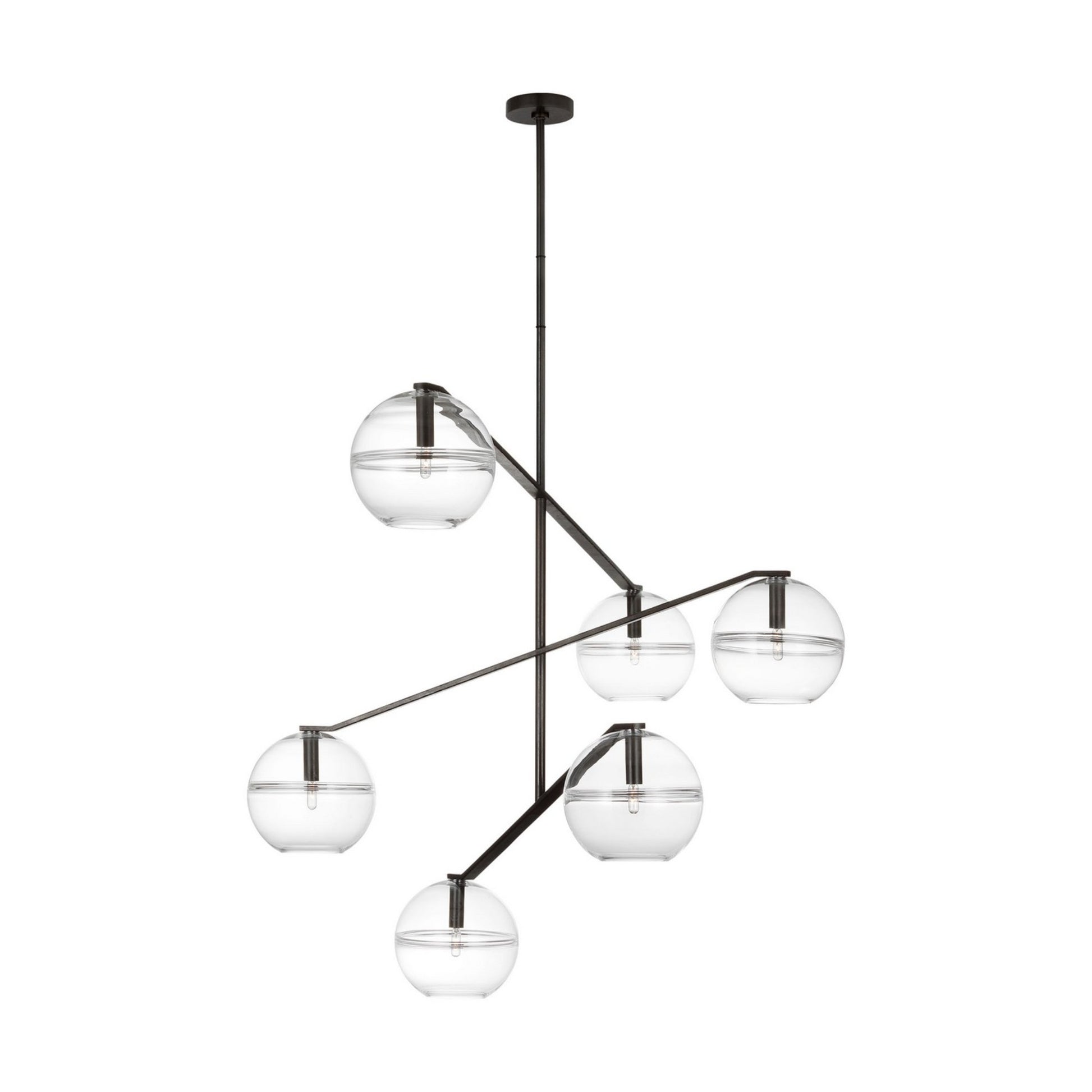 Lowing 59" 6-Light LED Grand Chandelier, Blackened Forged Finish - Bees Lighting