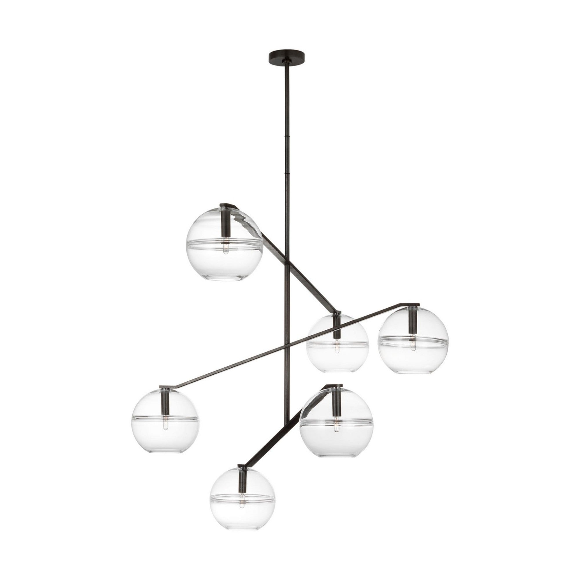Lowing 59" 6-Light LED Grand Chandelier, Blackened Forged Finish - Bees Lighting