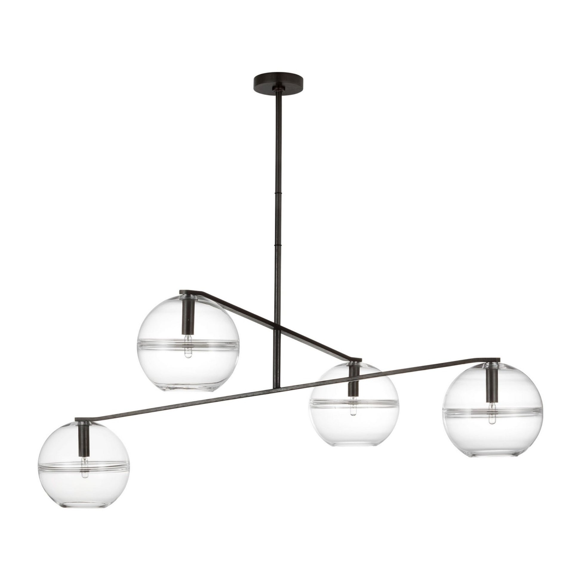Lowing 59" 4-Light Medium Chandelier, Blackened Forged Finish - Bees Lighting