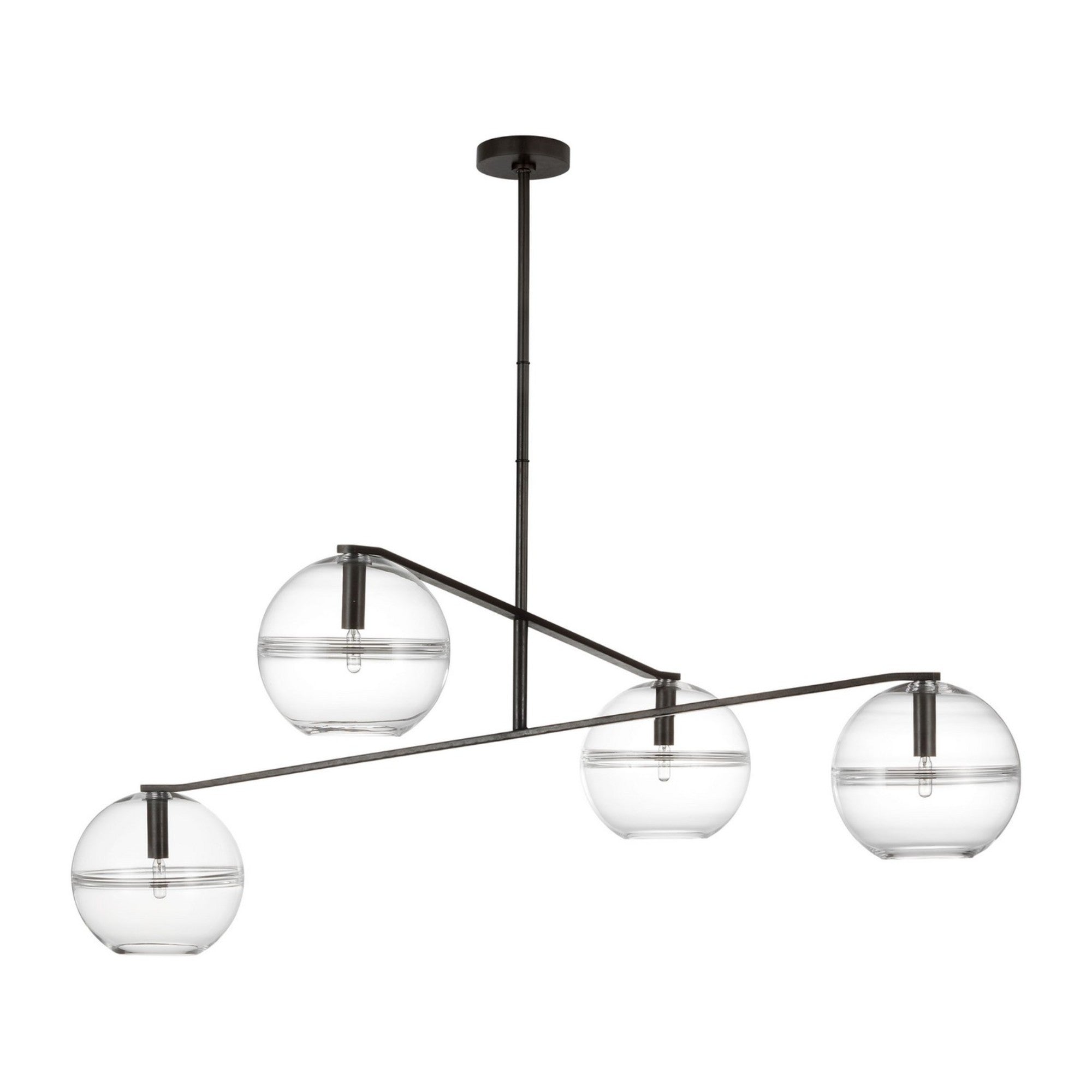 Lowing 59" 4-Light Medium Chandelier, Blackened Forged Finish - Bees Lighting