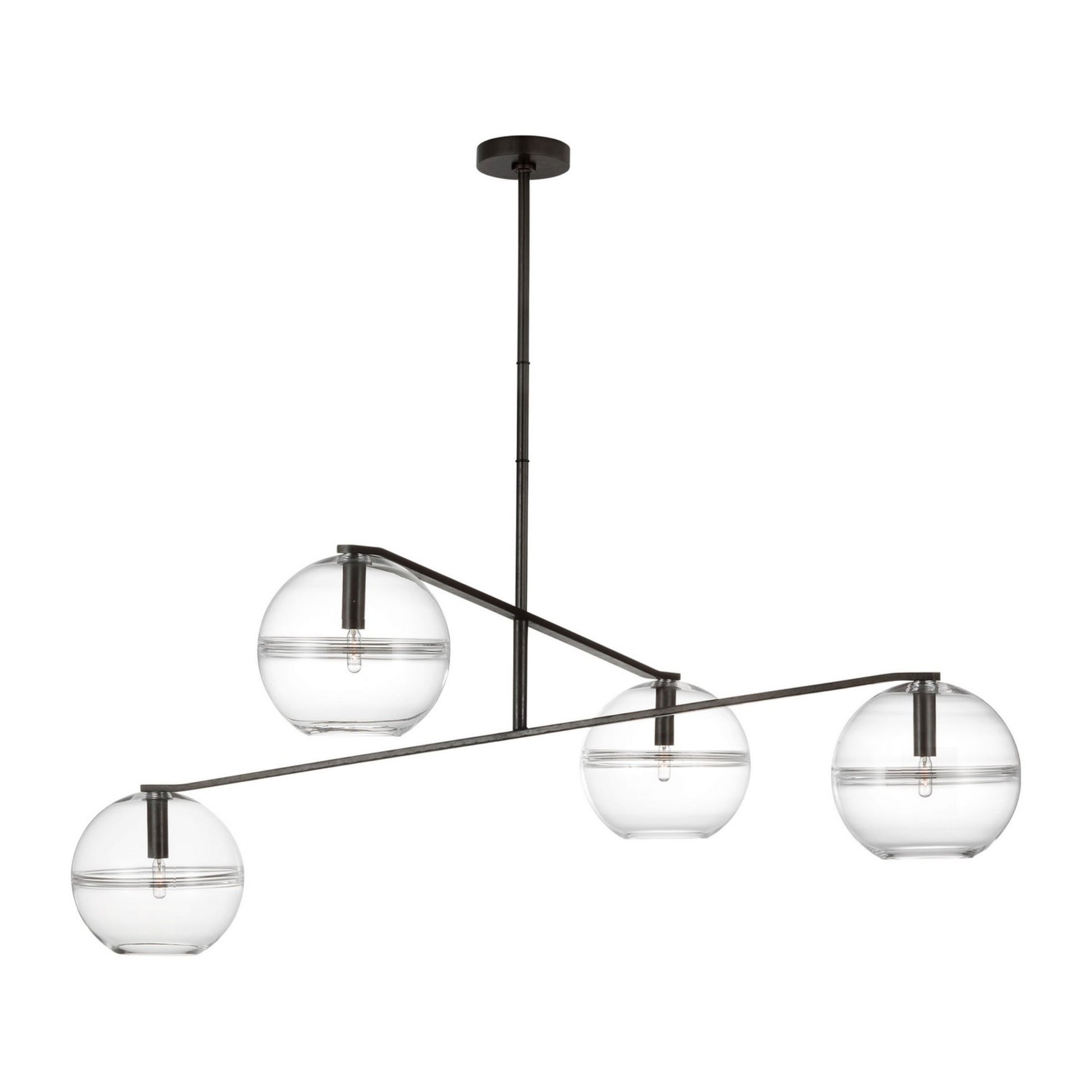Lowing 59" 4-Light LED Medium Chandelier, Blackened Forged Finish - Bees Lighting