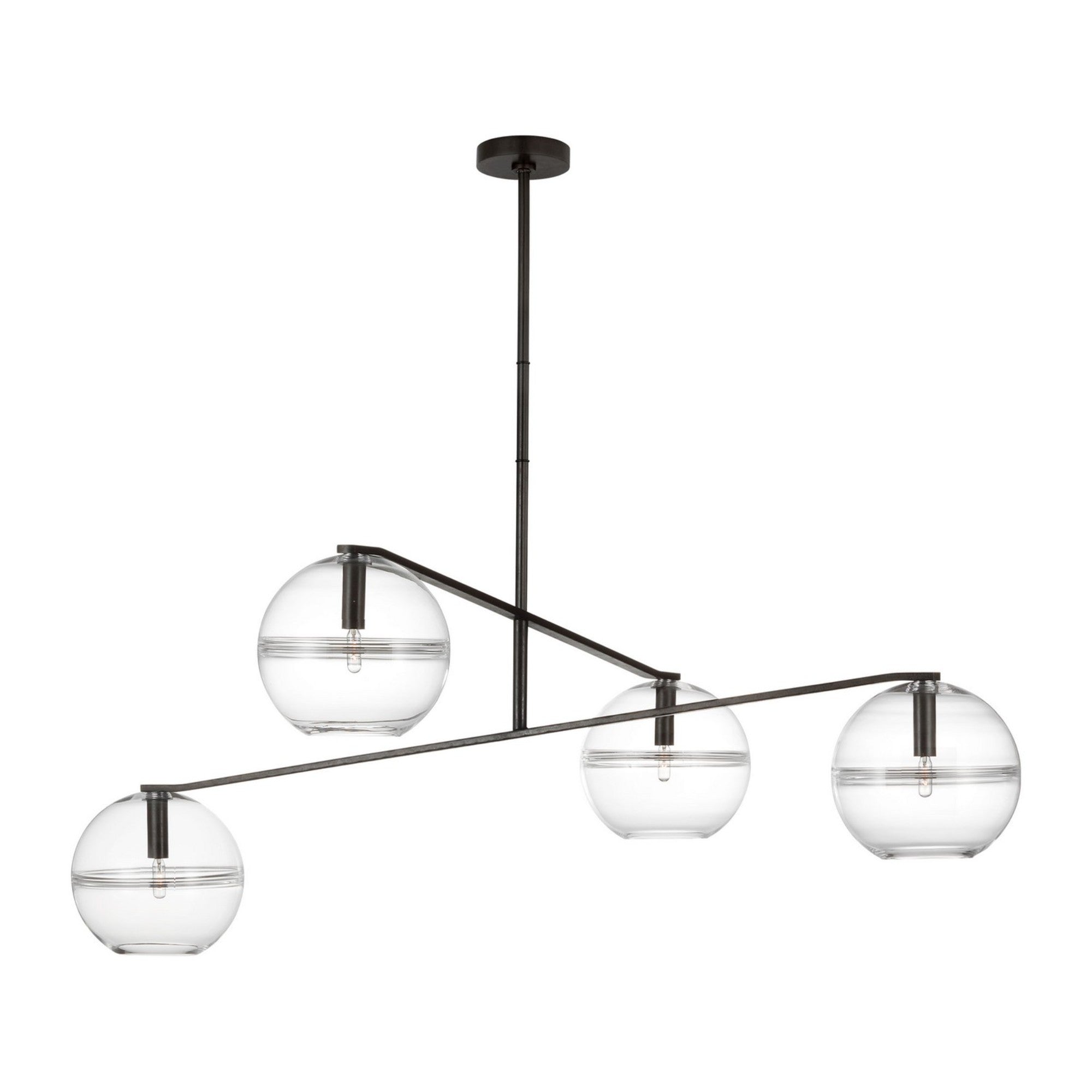Lowing 59" 4-Light LED Medium Chandelier, Blackened Forged Finish - Bees Lighting
