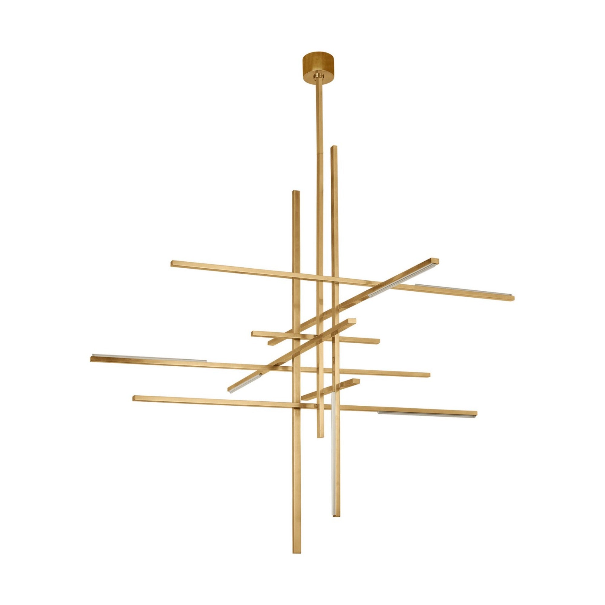 Cityscape 60" 7-Light LED Grand Chandelier, 120-277V, Natural Brass Finish - Bees Lighting