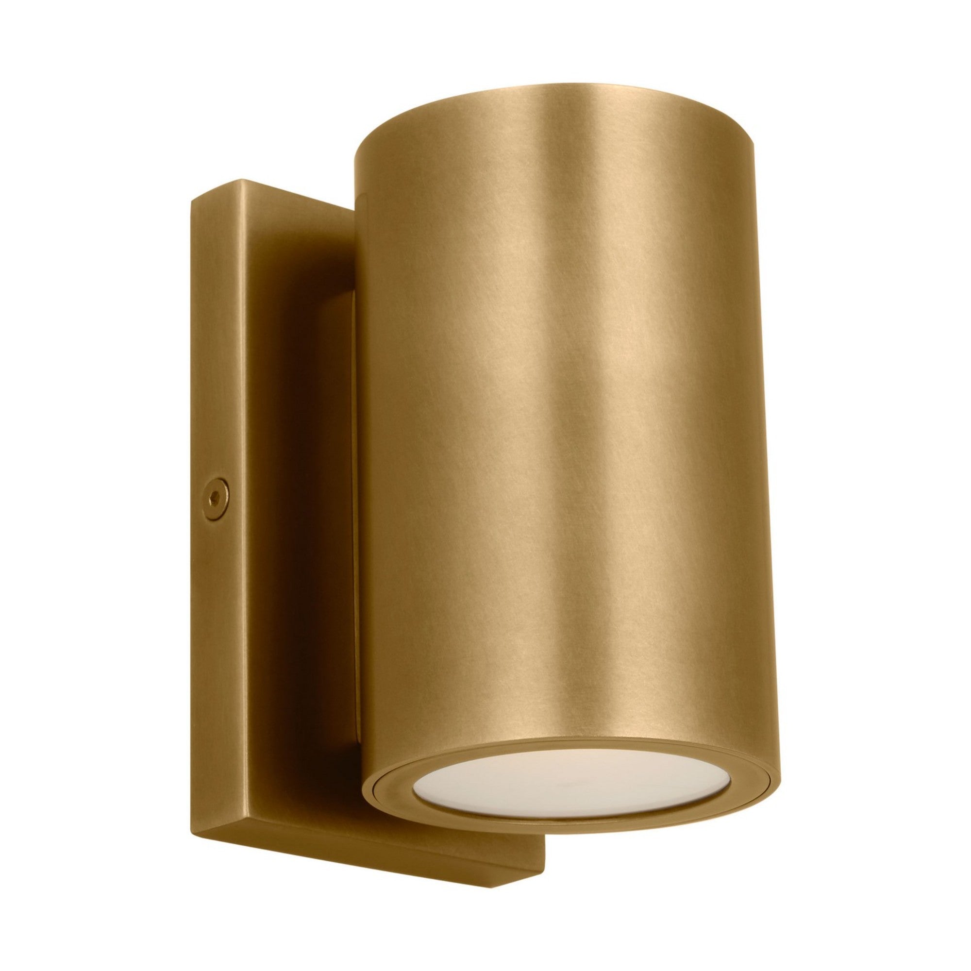 Pressa 5" LED Round Small Wall Light, 120-277V, Natural Brass Finish - Bees Lighting