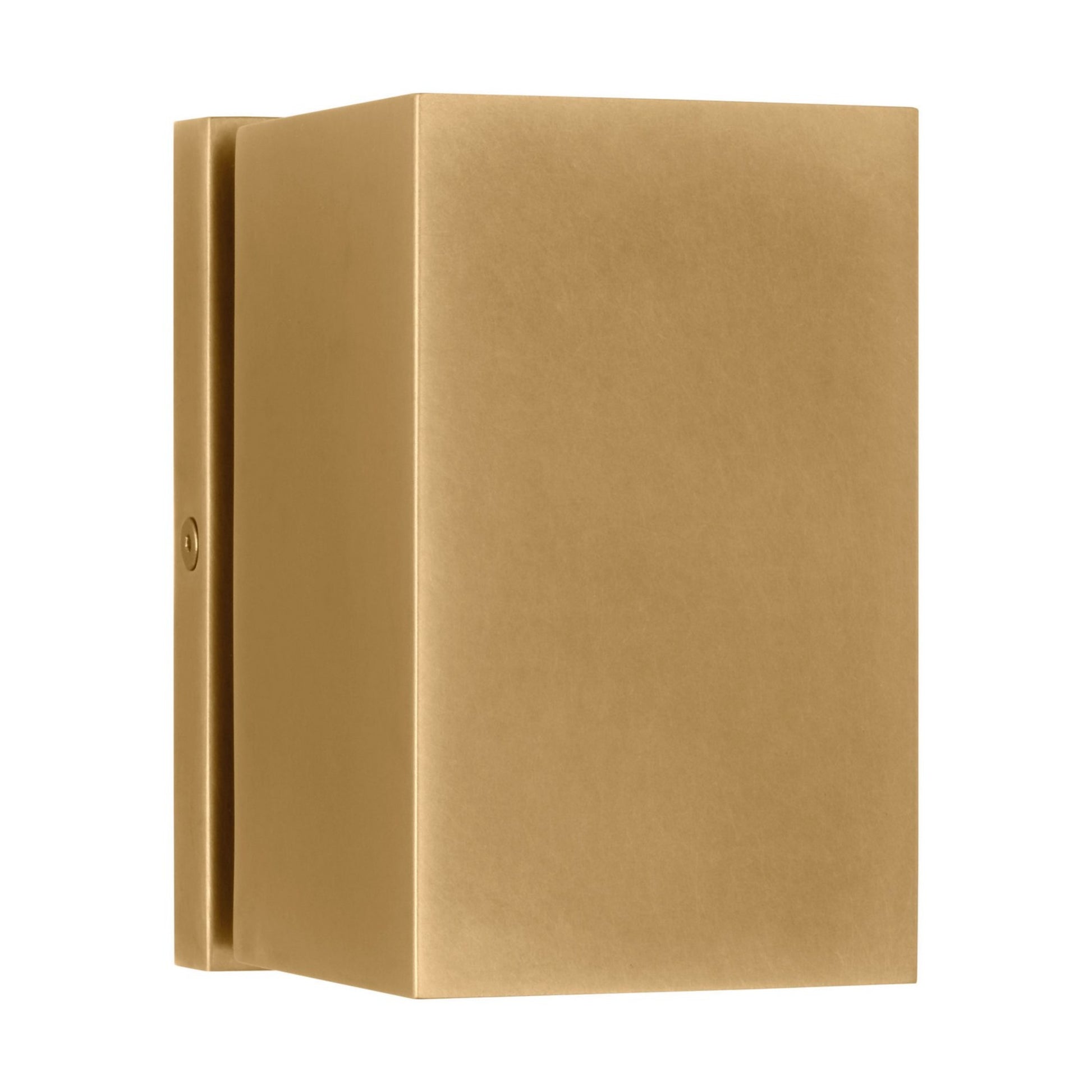 Pressa 5" LED Square Small Wall Light, 120-277V, Natural Brass Finish - Bees Lighting